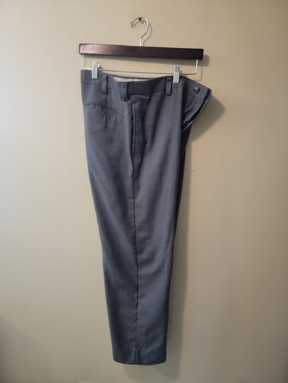 L.L.Bean Classic Fit 32W Gray 100% Wool Flat Front Dress Pants Trousers